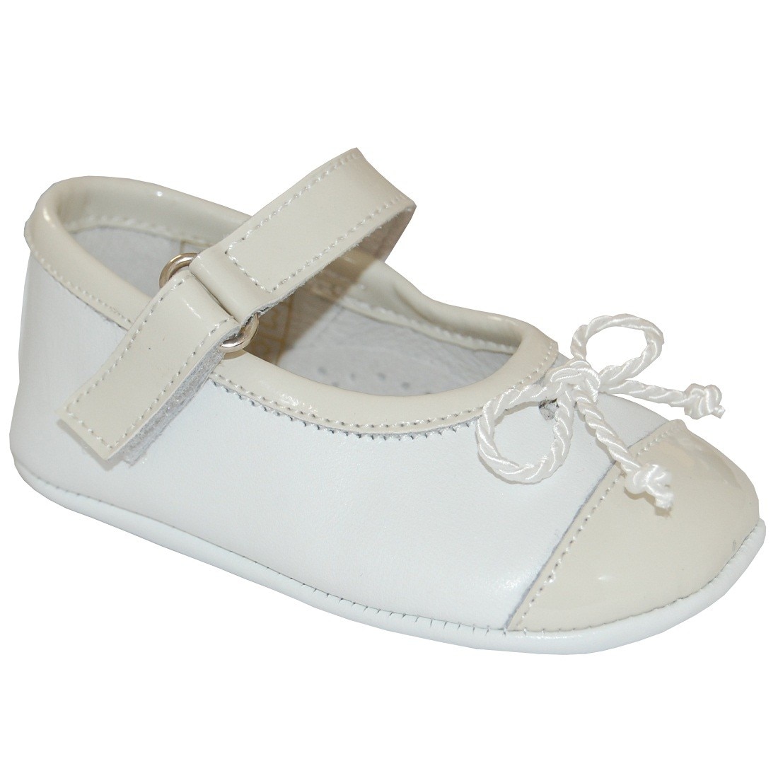 Pantofi bebe A1010 BLANCO/BEIGE, Panyno, Alb/Crem