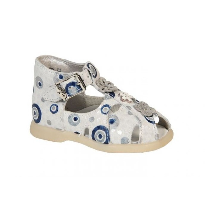 Sandale JASMINE LUCKY CIMENT, Little Mary, Alb/Albastru, 22