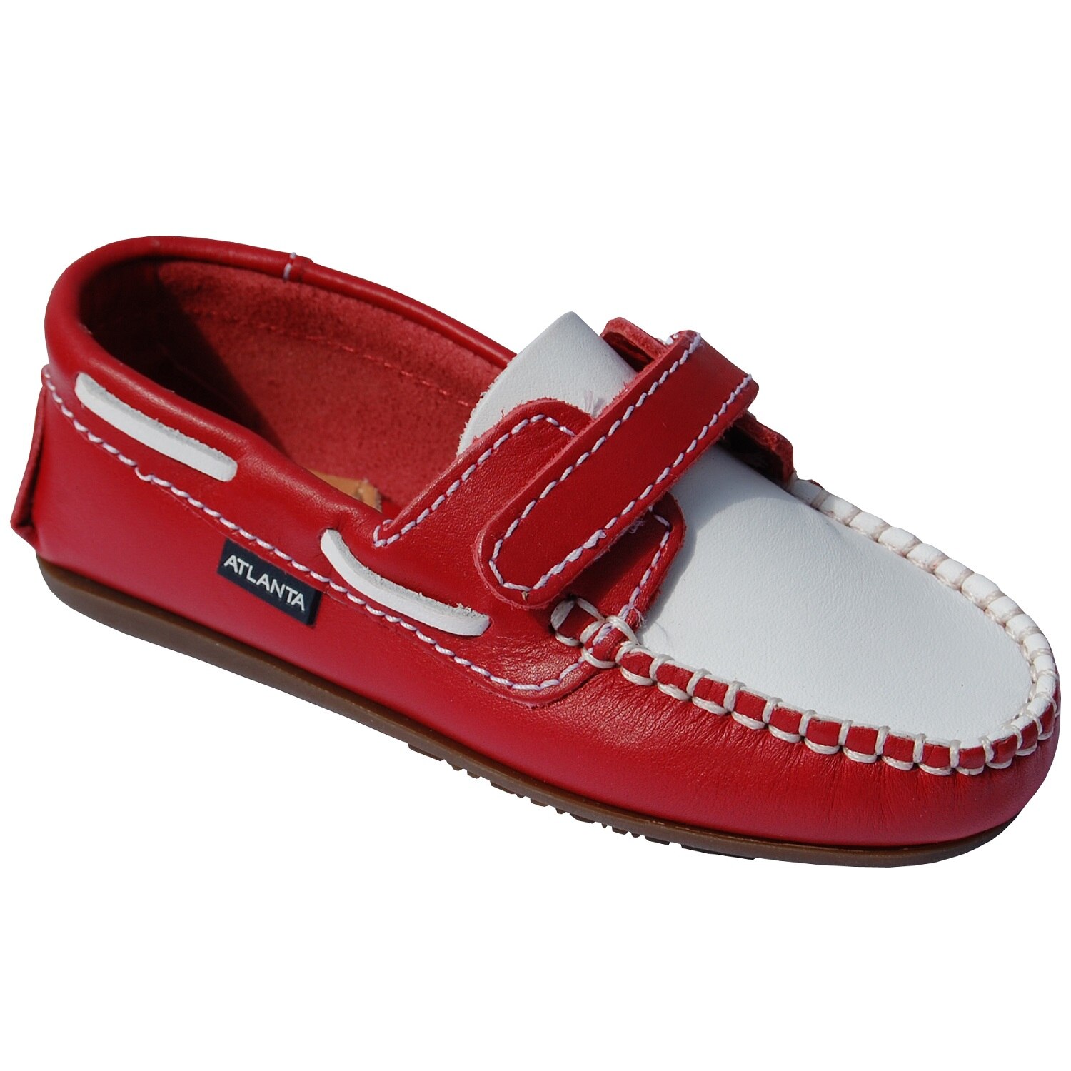 Mocasini AN096G Atlanta Mocassin, Rosu/Alb