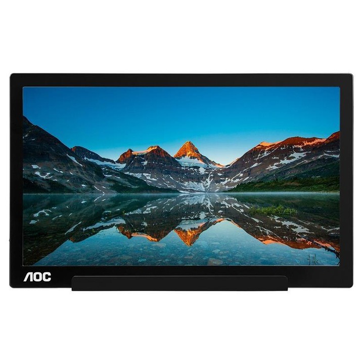 AOC I1601FWUX IPS LED monitor, 15.6", Full HD, USB Type-C, Fekete/Ezüst