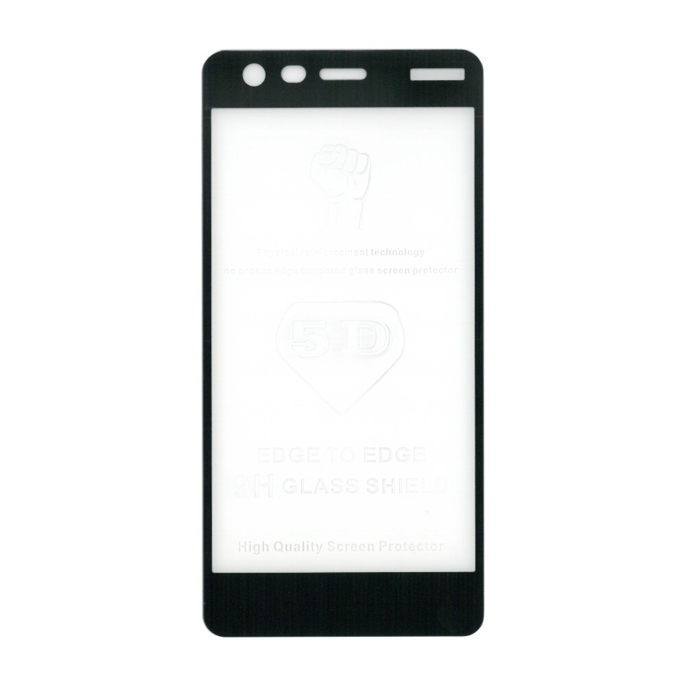 Folie sticla full size cu adeziv pe toata suprafata, EuroCELL, pentru Nokia 2, negru