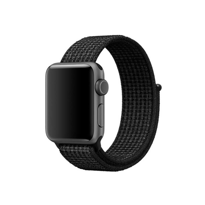 Redmobile textil szíj, kompatibilis az Apple Watch 1/2/3/4 okosórákkal, 42 mm, fekete