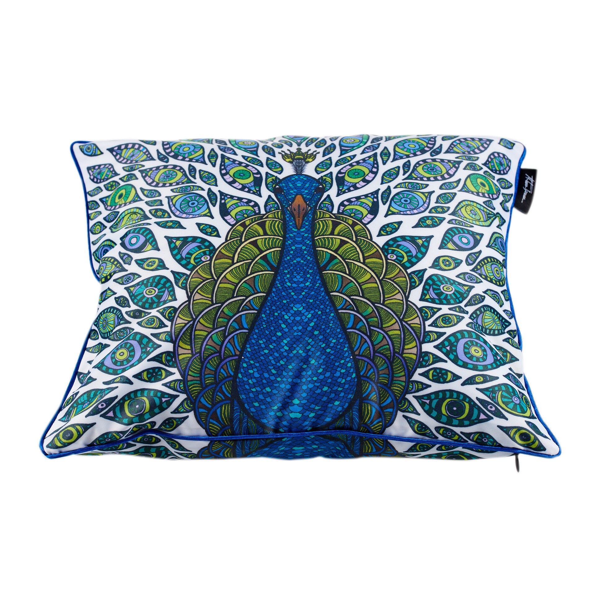 Perna decorativa , Peacock, poliester, imprimat prin sublimare directa,43x43