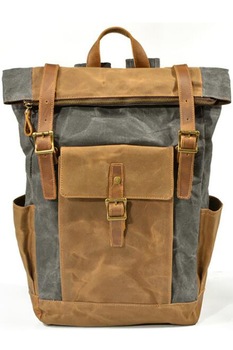 Rucsac din piele naturala si material textil cerat URBAN BAG Denver Gri Rucsac din piele naturala si material textil cerat URBAN BAG Denver Gri