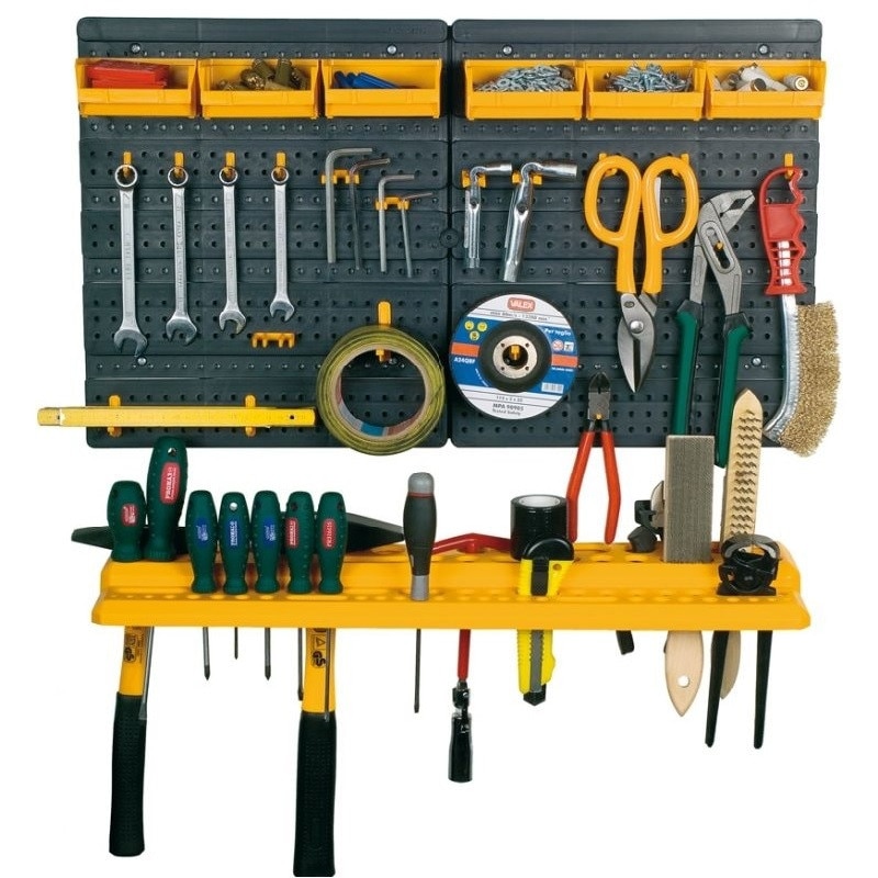 Set 1 panou scule, 6 cutii depozitare si 19 carlige 321, 648 x 17 x 385mm