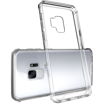 Husa Samsung Galaxy S9, Hybrid Antisoc, carcasa spate PC transparenta cu cadru, Transparent Husa Samsung Galaxy S9, Hybrid Antisoc, carcasa spate PC transparenta cu cadru, Transparent