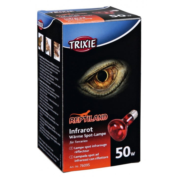 Lampa De Caldura Cu Infrarosu Pentru Terariu, Trixie, 63x100 mm, 50W, Rosu, 76095
