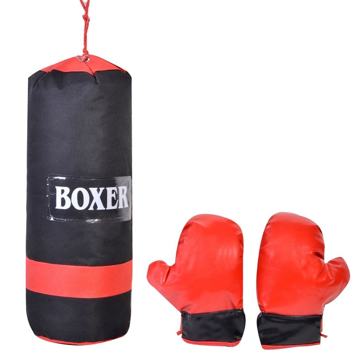 Sac de box si manusi iMK™, 6 ani +, Greutate sac 1.25kg, Pentru copii