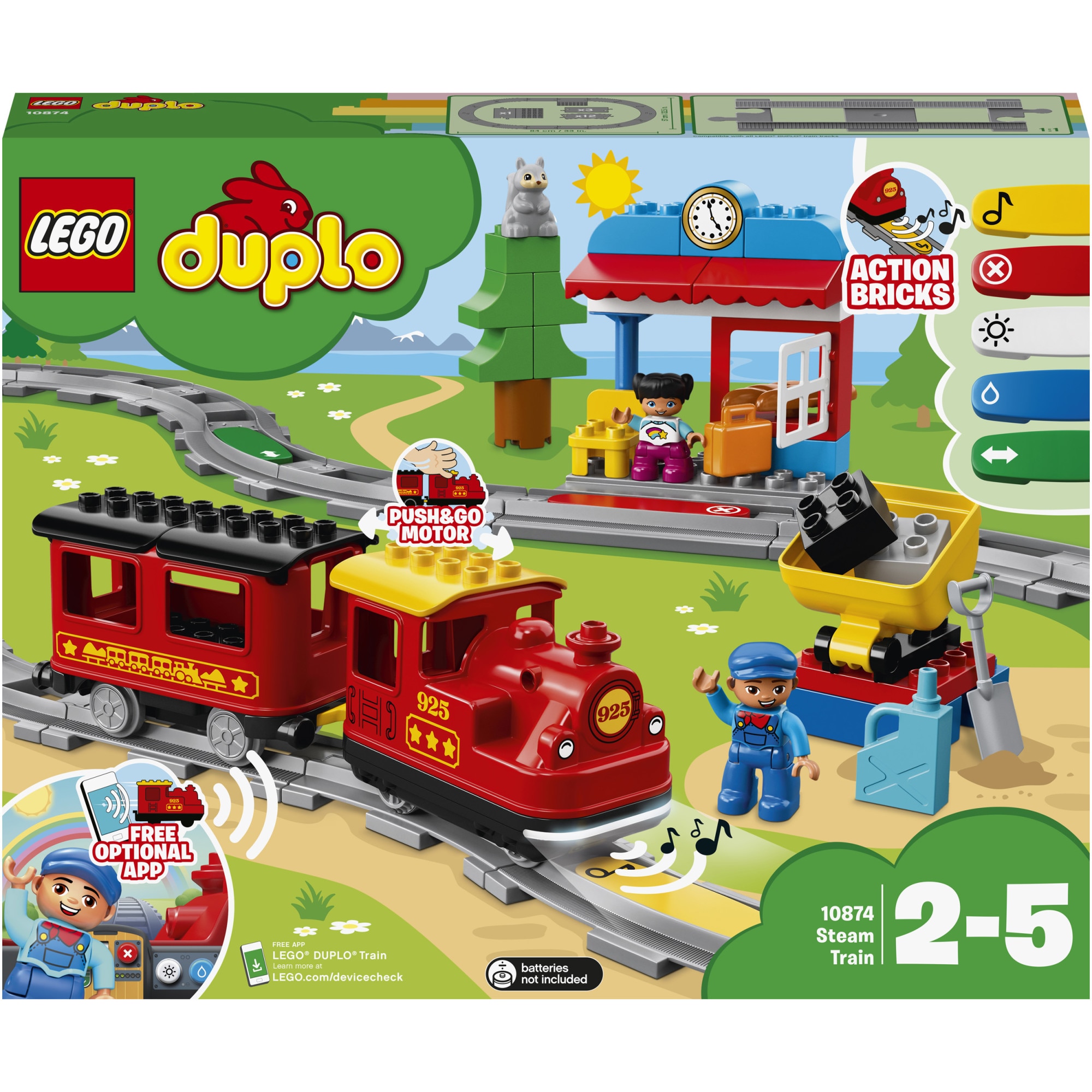 Decrease Specialist corner LEGO DUPLO - Tren cu aburi 10874, 59 piese - eMAG.ro