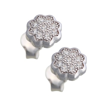 Cercei Floare cu Zirconii, Argint 925 Cercei Floare cu Zirconii, Argint 925