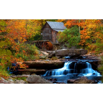 Autocolant Moara cu cascada, 220 x 135 cm Autocolant Moara cu cascada, 220 x 135 cm