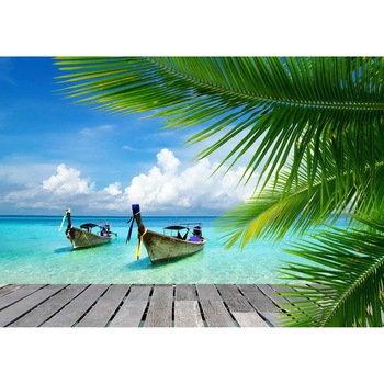 Tablou canvas Barci printre palmieri, 45 x 30 cm Tablou canvas Barci printre palmieri, 45 x 30 cm