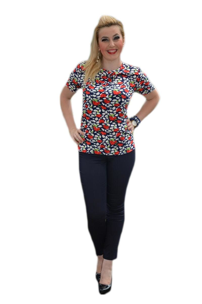 Bolero din blana sintetica, model pana in talie si maneca trei-sferturi,D&J Exclusive, Albastru marin