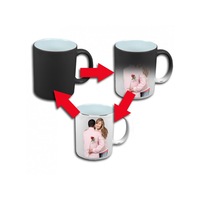 Cana termosensibila personalizata cu poza si text, negru lucios 325 ml