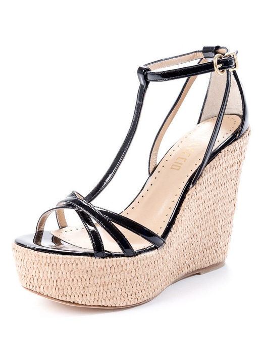 Sandale platforma dama, piele, Il Laccio, negru, 39 EU