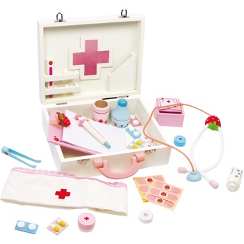 Set jucarii Valiza doctorului, Legler, 28 piese, din lemn Set jucarii Valiza doctorului, Legler, 28 piese, din lemn