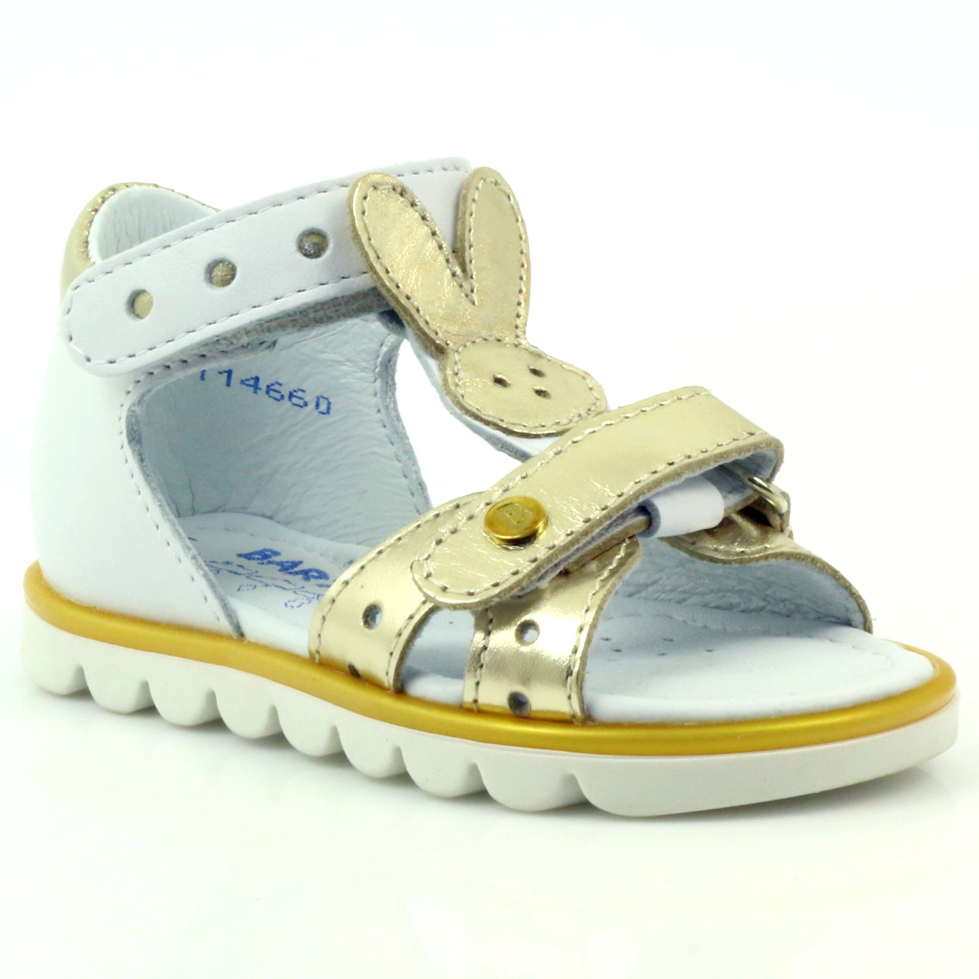 Bartek, Sandale cu velcro din piele naturala, Alb, 24