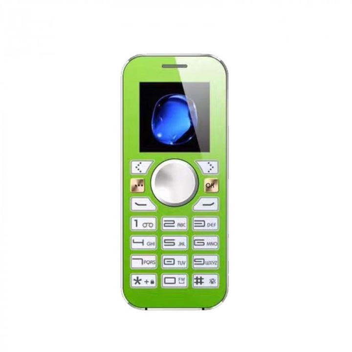 Mini Telefon Spinner Dual Sim Soundvox™ A10, Radio FM, Bluetooth, 1.3-inch, Ultra Subtire, Verde