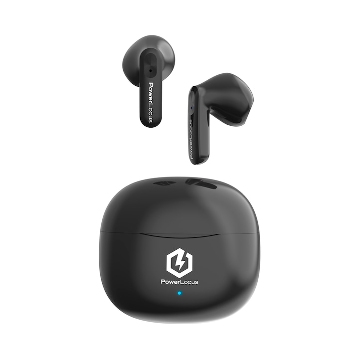 Безжични Слушалки PowerLocus Vibe, 4 Вградени Микрофона за Разговори, Low Latency, Hi-Fi Stereo, True Wireless, Touch Control, Универсални, Черни