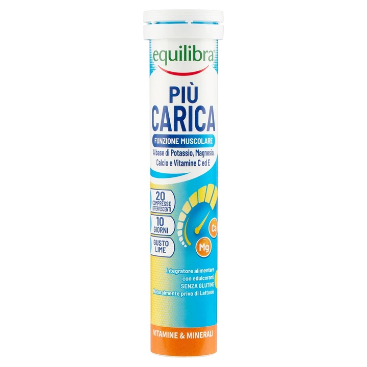 Piu Carica, Supliment Alimentar Pentru Vitalitate si Energie, 20 Tablete Efervescente, Equilibra