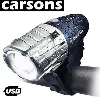 Far CARSONS, reincarcabil USB, 4 moduri luminare, model nou, negru Far CARSONS, reincarcabil USB, 4 moduri luminare, model nou, negru