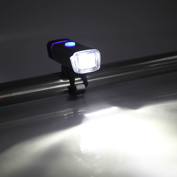 Far fata Carsons pentru bicicleta / trotineta, reincarcabil USB, 4 moduri luminare, aliaj aluminiu, negru