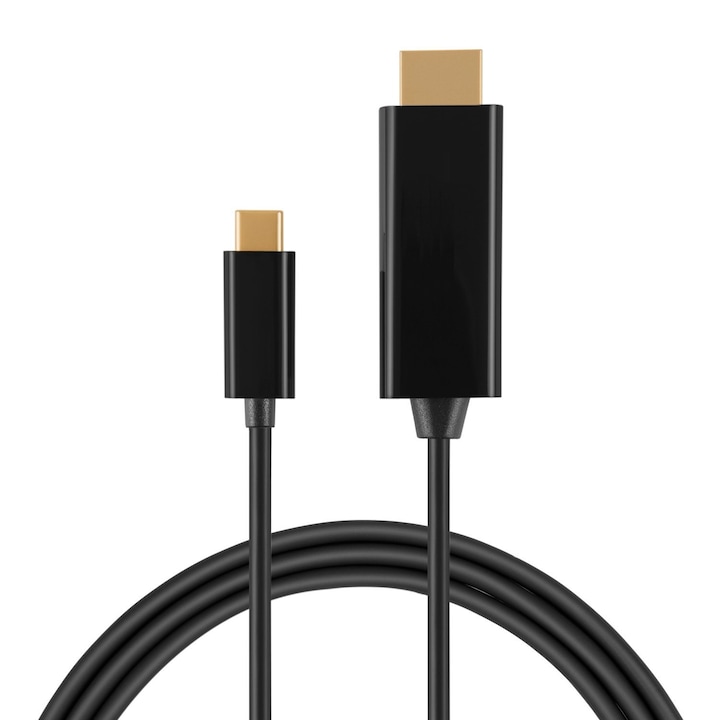 Cablu convertor USB-C 3.1 Type-C (Thunderbolt 3) la HDMI, conectori auriti, suporta rezolutii 4k, compatibil laptop, telefon, lungime 2m