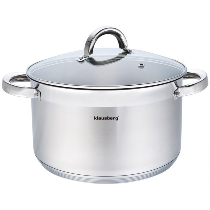 Тенджера с капак Klausberg KB 7128, 28 см, 9.5 литра, 5-слойно дъно, Инокс