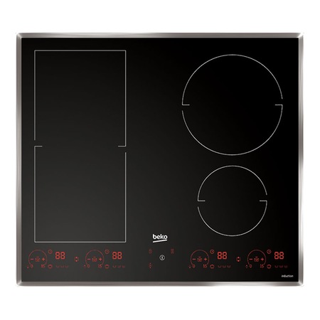 Plita incorporabila Beko HII64800FHTX, Inductie, 4 zone de gatit, Touch control, 60 cm, Sticla neagra