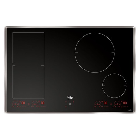 Plita incorporabila Beko HII84800FHTX, Inductie, 4 zone de gatit, Touch control, 80 cm, Sticla neagra