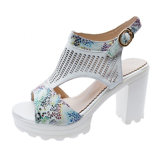 Sandale cu toc inalt si platforma inalta, D&J Exclusive, Multicolor, 39 EU