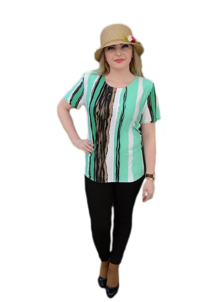 Bluza dama, imprimeu dungi D&J Exclusive, Turcoaz