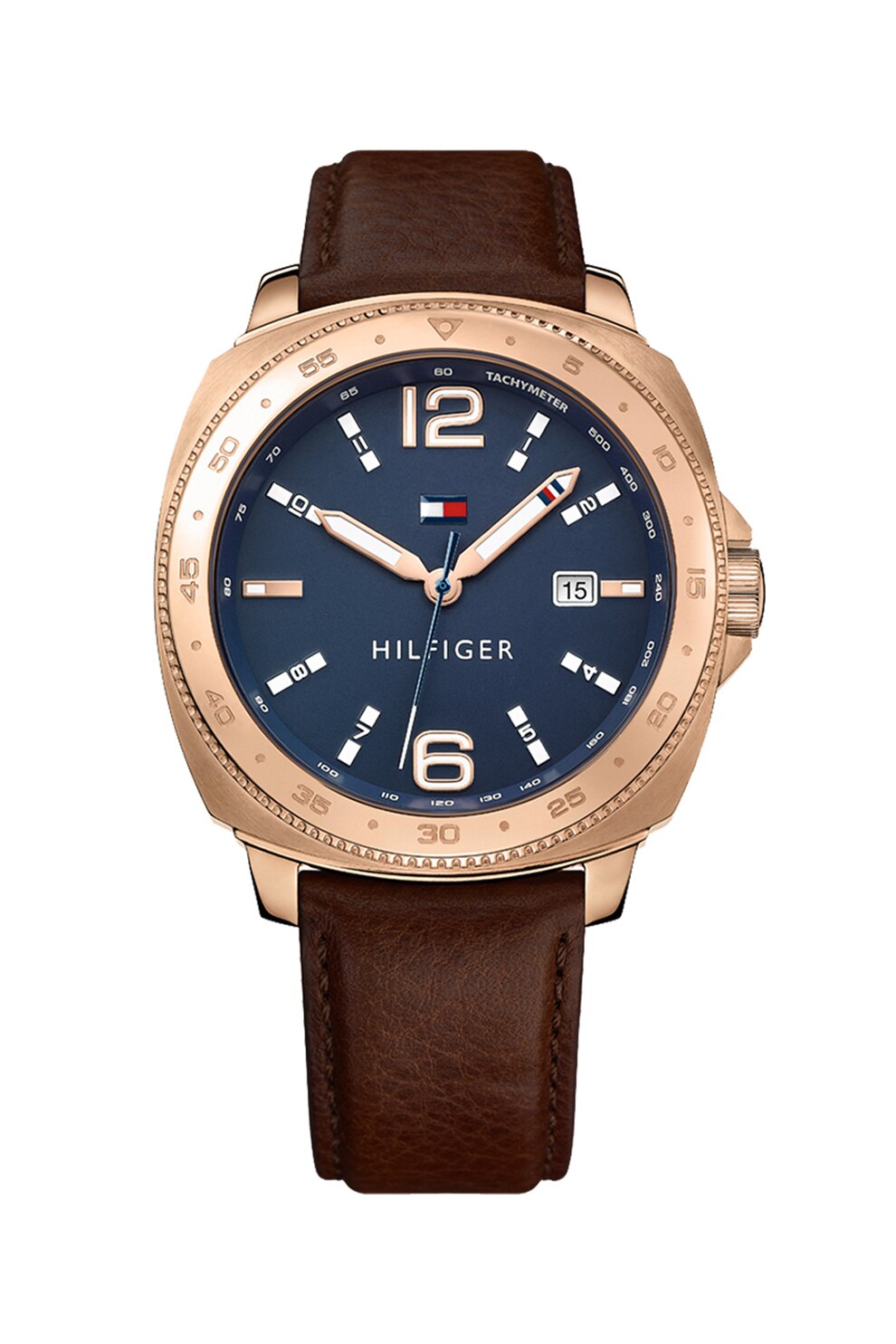 Tommy Hilfiger, Ceas cu o curea de piele Lucas, Maro inchis
