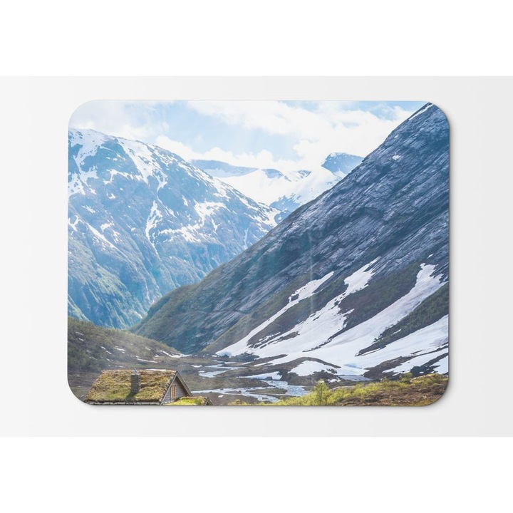 Mouse Pad Mountains Cottage Geiranger Summer Norway K - 21,5 x 27 x 0,3 cm