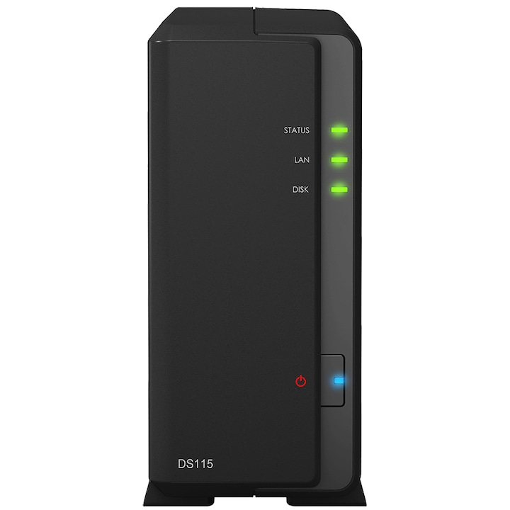 Synology DS115 hálózati tároló, Procesor Marvell Armada Dual Core 375, 800 MHz, 512 MB DDR3, 1-bay, 10 x 100 x 1000 Mbps