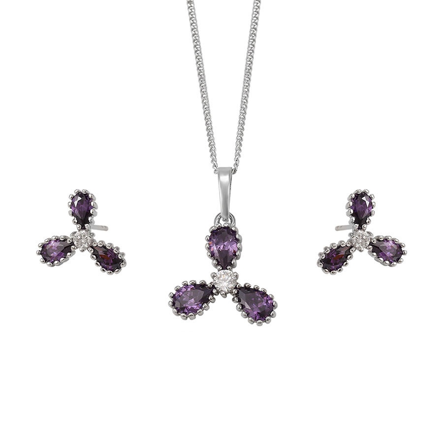 Set Seblero placat cu aur alb de 18k si cristale® Puerta del Sol