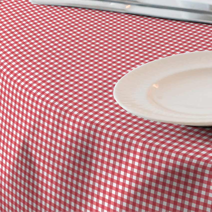 Fata de masa anti-pete Casa de bumbac, Ibiza, 220x 140 cm, patratele mici, rosu si alb