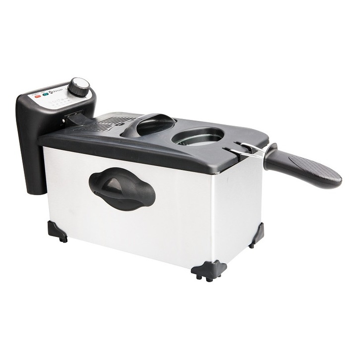 Фритюрник Rohnson R-281, 2000 W, 3 л, Термостат до 190 градуса, Inox, Емайлиран вътрешен съд