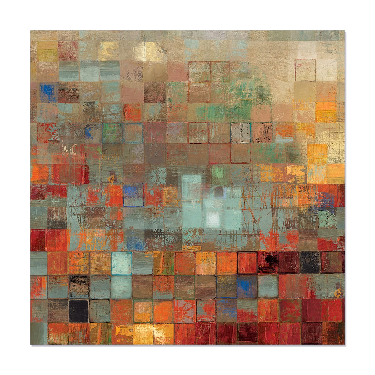 Tablou Canvas - Patratele, Forme, Abstract, Culori, 50 x 50 cm
