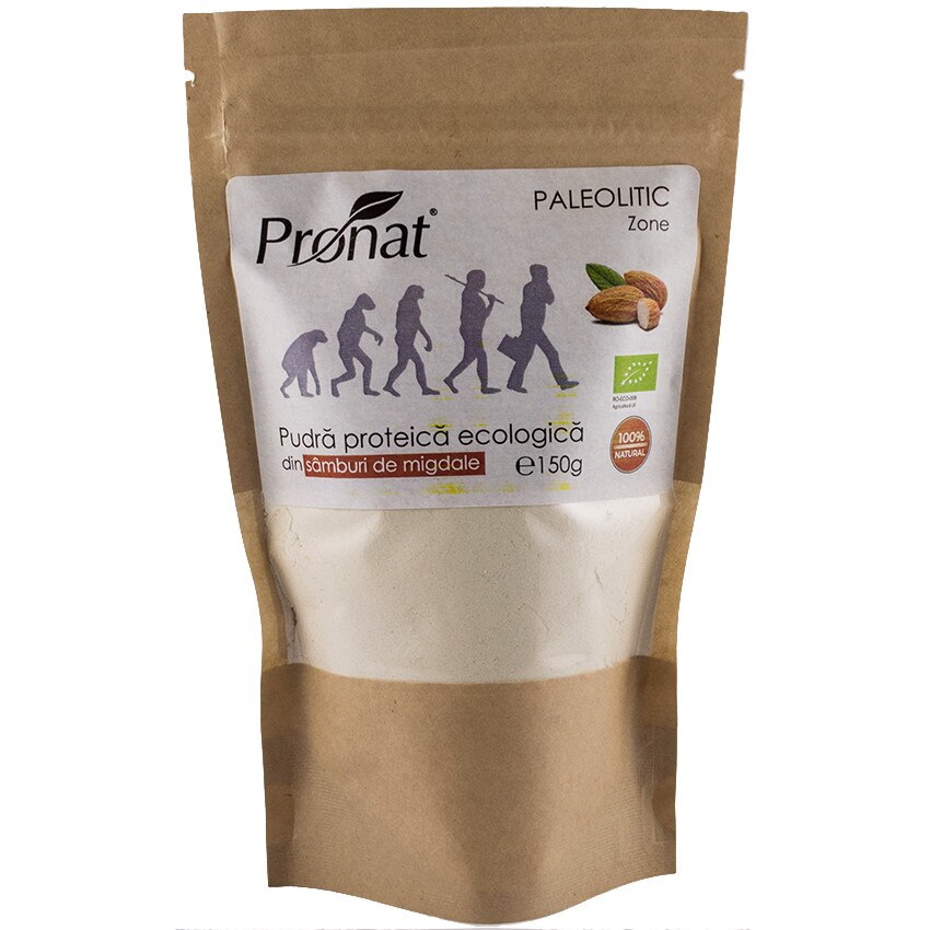 Pudra proteica bio din samburi de migdale, Pronat 150g