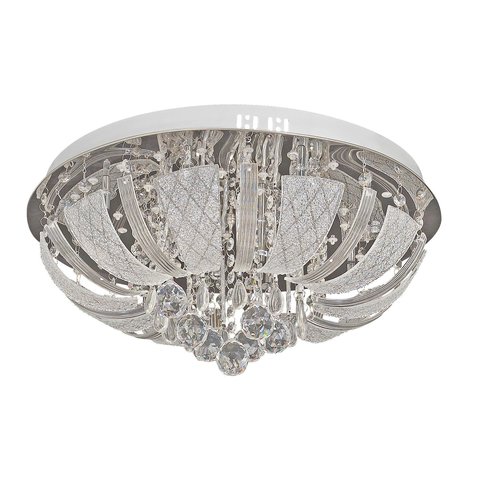 Plafoniera din sticla/PVC 10x20W, Lampex, Argintiu/Transparent