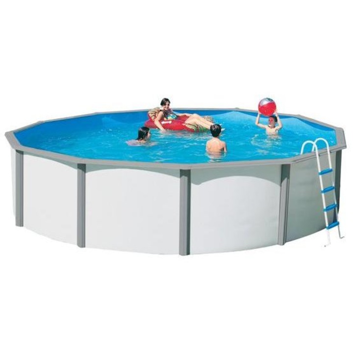 Nuovo de Luxe Duo acélfalú medence szett, kerek, 5,5 x 1,2 m, létrával, homokszűrős vízforgatóval