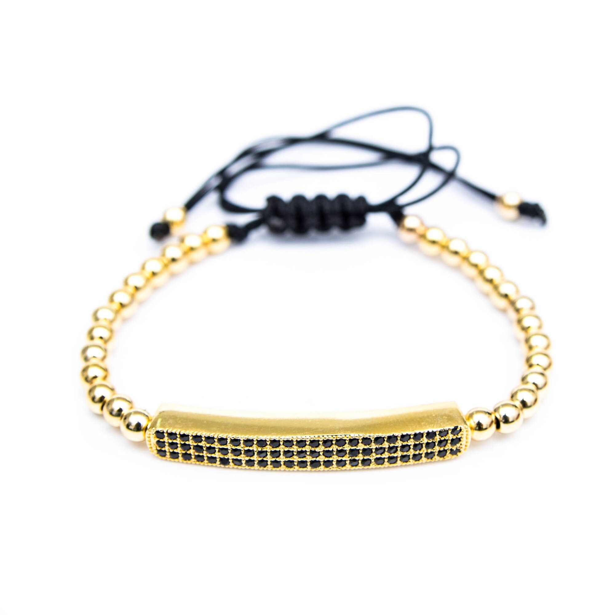 Bratara de margele metalice aurii ,model Dorato, unisex