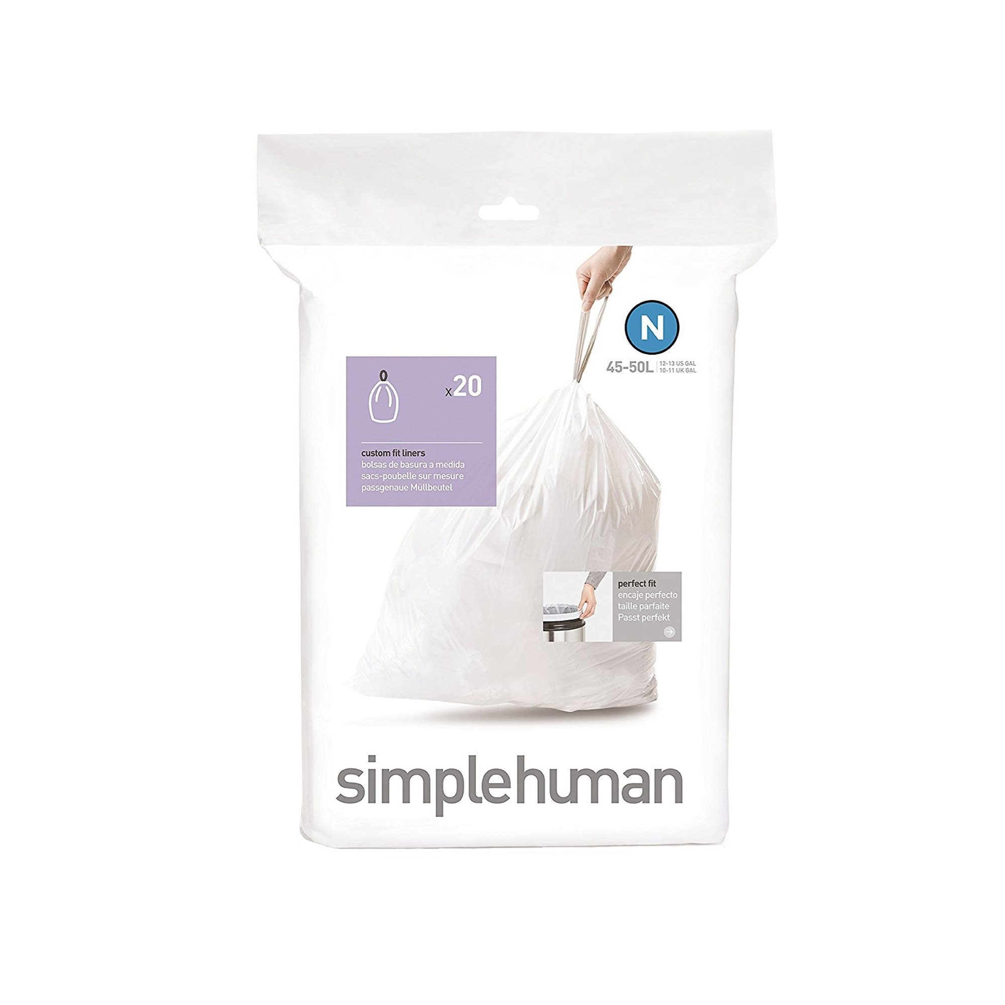 Saci de gunoi cod N, 45-50 L/ 20 buc. plastic - simplehuman