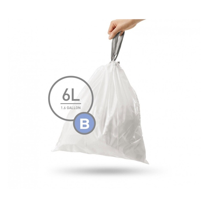 Saci de gunoi cod B, 6 L/ 30 buc, plastic - simplehuman