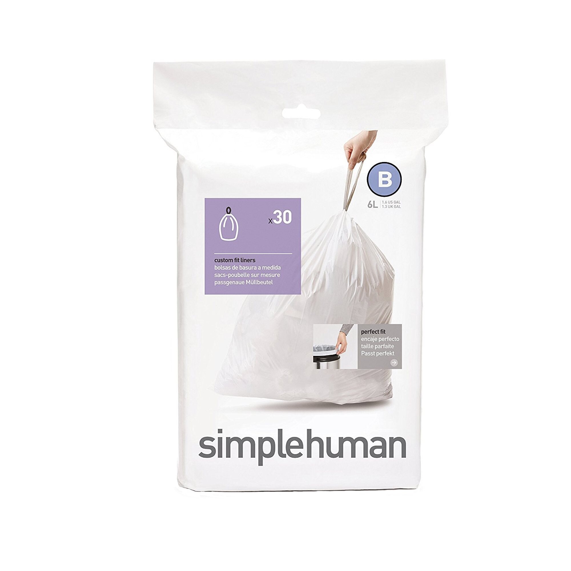 Saci de gunoi cod B, 6 L/ 30 buc. plastic - simplehuman