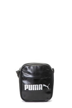 Puma, Geanta crossbody de piele ecologica cu imprimeu logo, Negru Puma, Geanta crossbody de piele ecologica cu imprimeu logo, Negru