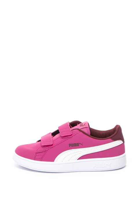 Puma, Pantofi sport cu velcro Smash, Roz fandango, 27.5 EU