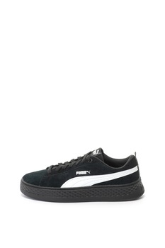 Puma, Pantofi sport flatform de piele intoarsa Smash SD, Negru/Alb, 7 Puma, Pantofi sport flatform de piele intoarsa Smash SD, Negru/Alb, 7