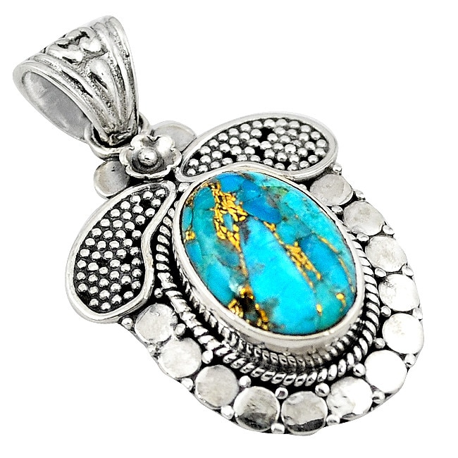 Pandantiv bijuterie din argint 925 cu turcoaz albastru handmade